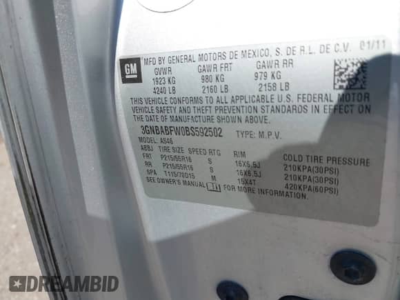 2011 Chevrolet HHR 1LT с VIN 3GNBABFW0BS592502, выставлен на аукционе IAAI как лот 43404145 с пробегом 114 938 миль миль и . История ставок и продаж доступна на DreamBid. Изображение 9.