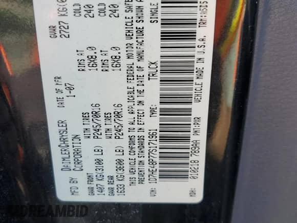 2007 Dodge Dakota SLT с VIN 1D7HE48P77S171961, выставлен на аукционе Copart как лот 48782345 с пробегом 230 481 миль миль и Чистый • Clean title. История ставок и продаж доступна на DreamBid. Изображение 12.