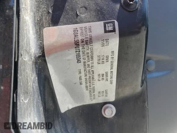2007 Saturn ION ION 3 with VIN 1G8AL55F07Z165343, listed as a Copart auction lot 65801475 with 124,239 mi miles and Salvage title. Bid and sale history available at DreamBid. Image 12.