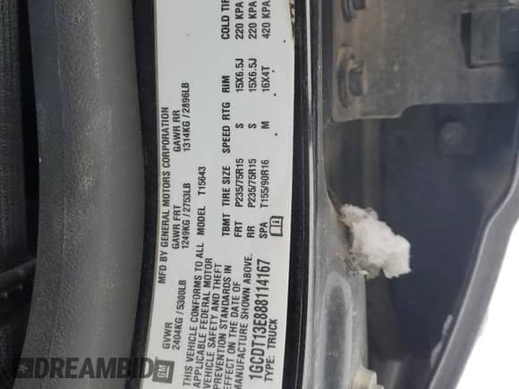 2008 Chevrolet Colorado 2LT с VIN 1GCDT13E888114167, выставлен на аукционе Copart как лот 88915915 с пробегом 120 717 миль миль и Чистый • Clean title. История ставок и продаж доступна на DreamBid. Изображение 12.