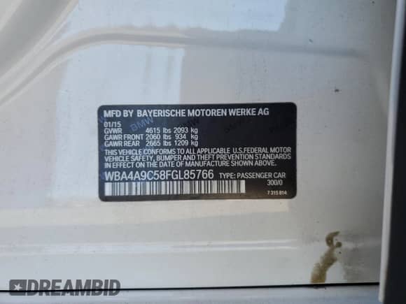 2015 BMW 4 Series 428i z VIN WBA4A9C58FGL85766, wystawiony jako Copart lot #69790975 z przebiegiem 93 413 mil mil oraz Szkoda całkowita • Salvage title. Historia ofert i sprzedaży dostępna na DreamBid. Obrazek 13.