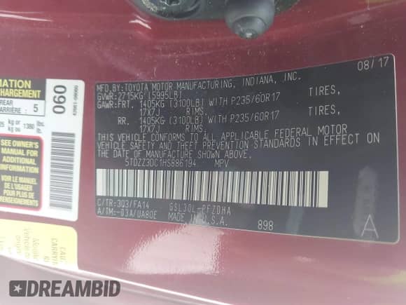 2017 Toyota Sienna L z VIN 5TDZZ3DC1HS886194, wystawiony jako IAAI lot #42917497 z przebiegiem 91 070 mil mil oraz . Historia ofert i sprzedaży dostępna na DreamBid. Obrazek 9.