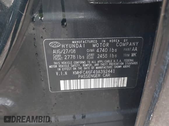 2009 Hyundai Azera Limited с VIN KMHFC46F49A392441, выставлен на аукционе IAAI как лот 41285125 с пробегом 122 613 миль миль и . История ставок и продаж доступна на DreamBid. Изображение 9.