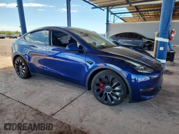2022 Tesla Model Y Performance with VIN 7SAYGDEFXNF542785, listed as a Copart auction lot 81153785 with 53,108 mi miles and Salvage title. Bid and sale history available at DreamBid. Image 4.