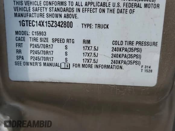2005 GMC Sierra 1500 Work Truck с VIN 1GTEC14X15Z342800, выставлен на аукционе Copart как лот 68868515 с пробегом 319 457 миль миль и Чистый • Clean title. История ставок и продаж доступна на DreamBid. Изображение 12.