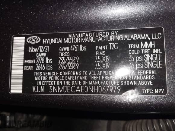 2022 Hyundai Tucson Limited with VIN 5NMJECAE0NH067979, listed as a IAAI auction lot 42976373 with 105,004 mi miles and . Bid and sale history available at DreamBid. Image 9.