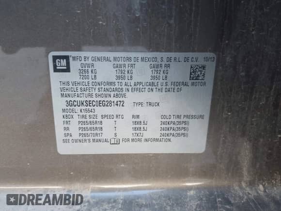 2014 Chevrolet Silverado 1500 LTZ z VIN 3GCUKSEC0EG281472, wystawiony jako IAAI lot #43075403 z przebiegiem 94 093 mil mil oraz . Historia ofert i sprzedaży dostępna na DreamBid. Obrazek 9.