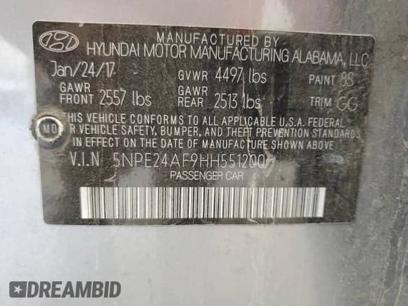 2017 Hyundai Sonata SE с VIN 5NPE24AF9HH551200, выставлен на аукционе Copart как лот 70761154 с пробегом 129 368 миль миль и Чистый • Clean title. История ставок и продаж доступна на DreamBid. Изображение 12.