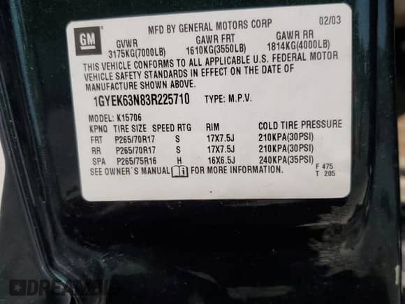 2003 Cadillac Escalade с VIN 1GYEK63N83R225710, выставлен на аукционе Copart как лот 81077685 с пробегом 224 111 миль миль и Списание • Salvage title. История ставок и продаж доступна на DreamBid. Изображение 14.