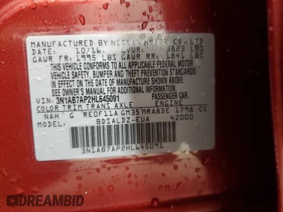 2017 Nissan Sentra S with VIN 3N1AB7AP2HL645091, listed as a Copart auction lot 86076055 with 152,602 mi miles and Salvage title. Bid and sale history available at DreamBid. Image 12.