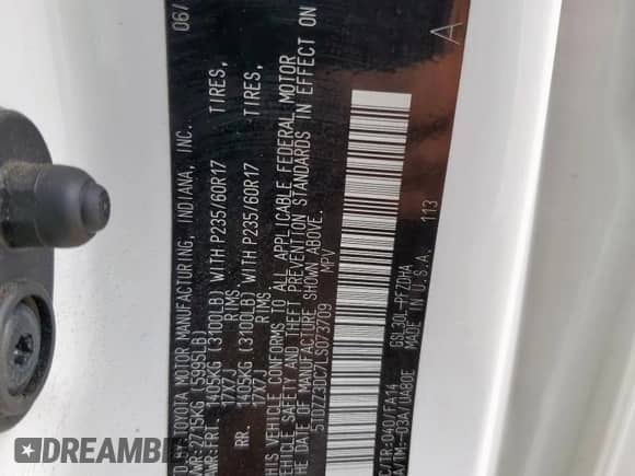 2020 Toyota Sienna L with VIN 5TDZZ3DC7LS073709, listed as a Copart auction lot 83765125 with 44,537 mi miles and Clean title. Bid and sale history available at DreamBid. Image 11.