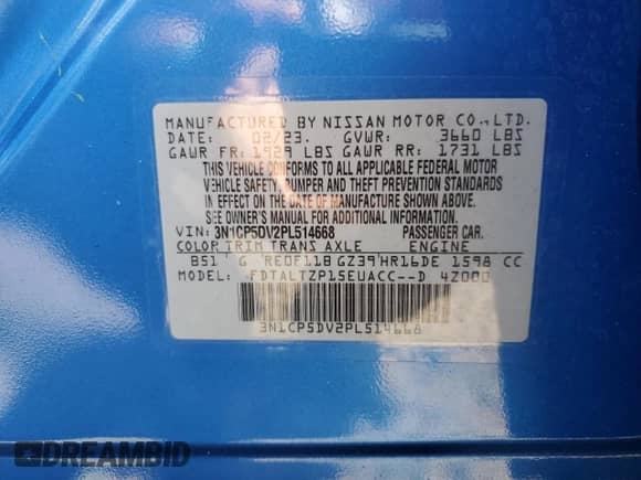 2023 Nissan Kicks SR with VIN 3N1CP5DV2PL514668, listed as a Copart auction lot 80284655 with 22,783 mi miles and Non repairable. Bid and sale history available at DreamBid. Image 13.