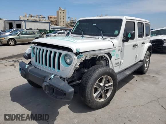 2021 Jeep Wrangler Unlimited Sahara High Altitude with VIN 1C4HJXEM7MW542073, listed as a Copart auction lot 62953774 with 28,921 mi miles and Salvage title. Bid and sale history available at DreamBid. Image 1.