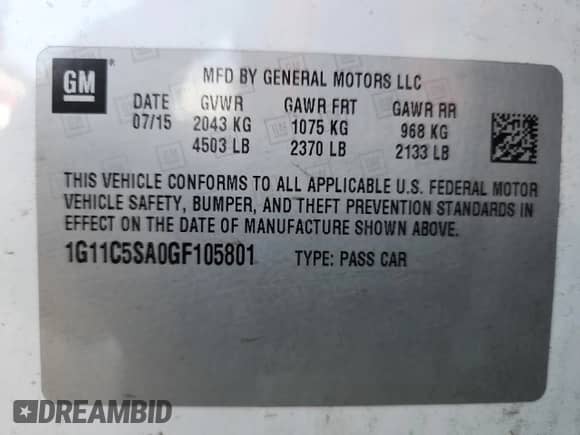 2016 Chevrolet Malibu LT с VIN 1G11C5SA0GF105801, выставлен на аукционе Copart как лот 80758945 с пробегом 44 891 миль миль и Списание • Salvage title. История ставок и продаж доступна на DreamBid. Изображение 13.