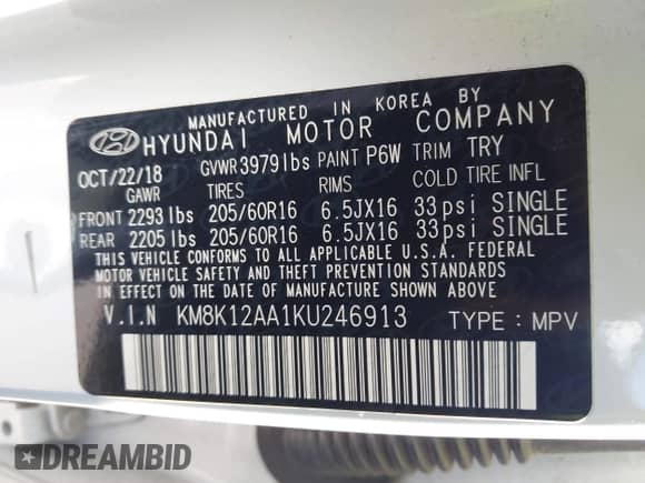 2019 Hyundai Kona SE z VIN KM8K12AA1KU246913, wystawiony jako IAAI lot #43275699 z przebiegiem 77 695 mil mil oraz . Historia ofert i sprzedaży dostępna na DreamBid. Obrazek 9.