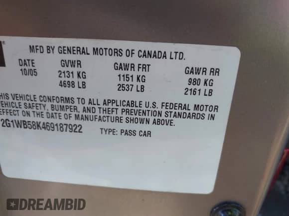 2006 Chevrolet Impala LS z VIN 2G1WB58K469187922, wystawiony jako IAAI lot #43341294 z przebiegiem 154 504 mil mil oraz . Historia ofert i sprzedaży dostępna na DreamBid. Obrazek 9.