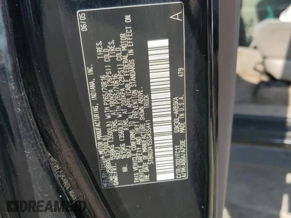 2005 Toyota Tundra SR5 z VIN 5TBRU34155S455441, wystawiony jako Copart lot #89533205 z przebiegiem 166 712 mil mil oraz Szkoda całkowita • Salvage title. Historia ofert i sprzedaży dostępna na DreamBid. Obrazek 13.