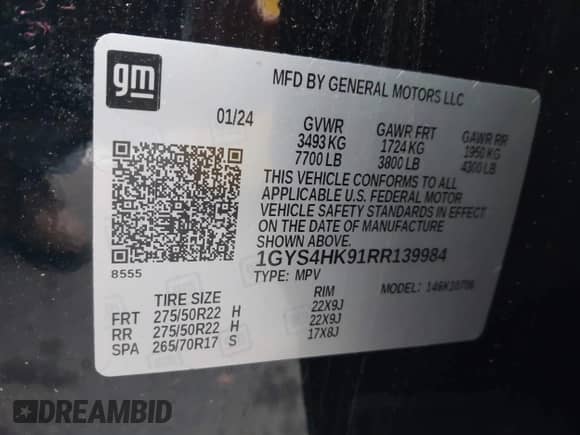 2024 Cadillac Escalade AWD V-Series с VIN 1GYS4HK91RR139984, выставлен на аукционе IAAI как лот 43136940 с пробегом 24 731 миль миль и . История ставок и продаж доступна на DreamBid. Изображение 9.