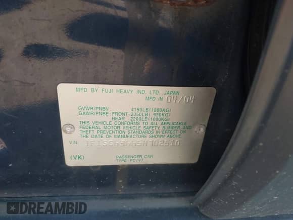 2005 Subaru Forester X with VIN JF1SG63665H702510, listed as a IAAI auction lot 43219703 with 125,282 mi miles and . Bid and sale history available at DreamBid. Image 9.