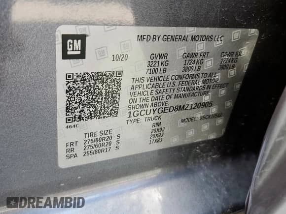 2021 Chevrolet Silverado 1500 LTZ с VIN 1GCUYGED8MZ120905, выставлен на аукционе Copart как лот 84650125 с пробегом 95 685 миль миль и Списание • Salvage title. История ставок и продаж доступна на DreamBid. Изображение 12.