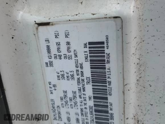 1999 Dodge 2500 с VIN 1B7KF23W1XJ606382, выставлен на аукционе Copart как лот 88912865 с пробегом Не указан миль и Чистый • Clean title. История ставок и продаж доступна на DreamBid. Изображение 12.