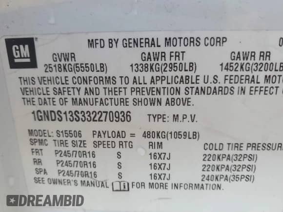 2003 Chevrolet TrailBlazer LT с VIN 1GNDS13S332270936, выставлен на аукционе IAAI как лот 43259445 с пробегом 162 207 миль миль и . История ставок и продаж доступна на DreamBid. Изображение 9.
