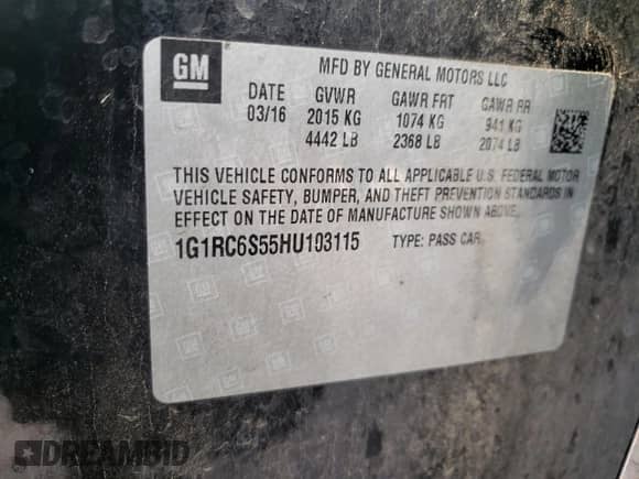 2017 Chevrolet Volt LT z VIN 1G1RC6S55HU103115, wystawiony jako Copart lot #71931332 z przebiegiem 102 761 mil mil oraz . Historia ofert i sprzedaży dostępna na DreamBid. Obrazek 15.