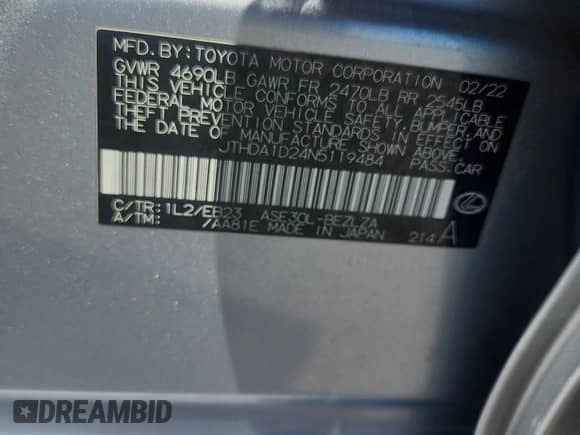 2022 Lexus IS 300 z VIN JTHDA1D24N5119484, wystawiony jako Copart lot #70503405 z przebiegiem 27 040 mil mil oraz Szkoda całkowita • Salvage title. Historia ofert i sprzedaży dostępna na DreamBid. Obrazek 12.