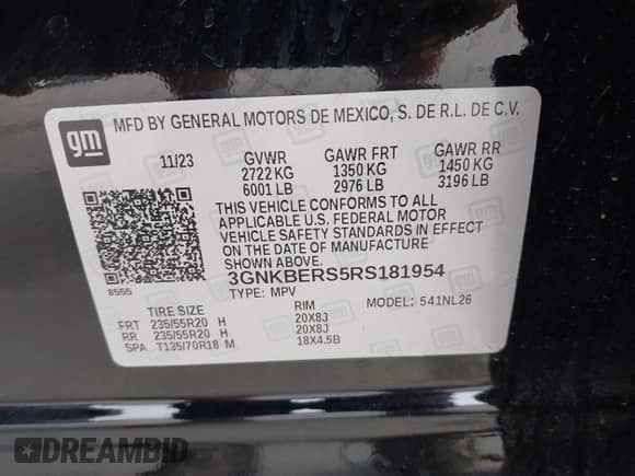 2024 Chevrolet Blazer RS with VIN 3GNKBERS5RS181954, listed as a IAAI auction lot 42057083 with 10,701 mi miles and . Bid and sale history available at DreamBid. Image 9.