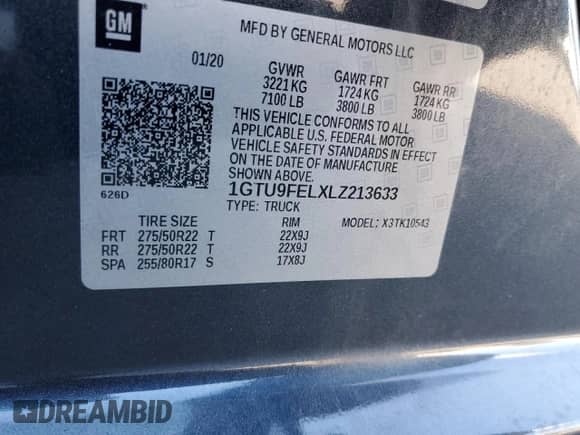 2020 GMC Sierra 1500 Denali with VIN 1GTU9FELXLZ213633, listed as a Copart auction lot 71214345 with 71,688 mi miles and Salvage title. Bid and sale history available at DreamBid. Image 12.