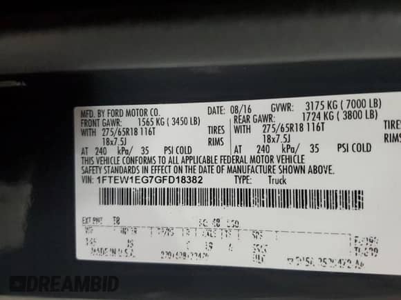 2016 Ford F-150 XLT с VIN 1FTEW1EG7GFD18382, выставлен на аукционе Copart как лот 85294645 с пробегом 151 540 миль миль и Списание • Salvage title. История ставок и продаж доступна на DreamBid. Изображение 13.