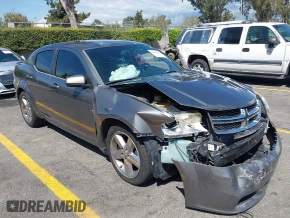 2012 Dodge Avenger SXT Plus with VIN 1C3CDZEG6CN325811, listed as a IAAI auction lot 43247091 with 200,293 mi miles and . Bid and sale history available at DreamBid. Image 1.