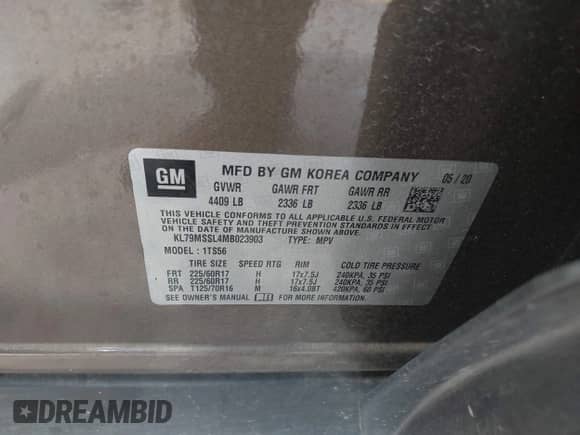 2021 Chevrolet TrailBlazer ACTIV with VIN KL79MSSL4MB023903, listed as a IAAI auction lot 42437355 with 77,296 mi miles and . Bid and sale history available at DreamBid. Image 9.