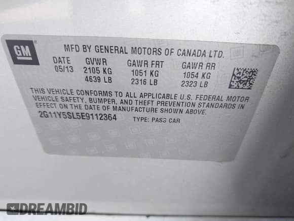 2014 Chevrolet Impala LS с VIN 2G11Y5SL5E9112364, выставлен на аукционе IAAI как лот 42452347 с пробегом 283 885 миль миль и . История ставок и продаж доступна на DreamBid. Изображение 9.