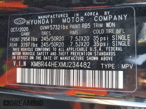 2021 Hyundai Palisade SEL с VIN KM8R44HEXMU234482, выставлен на аукционе Copart как лот 67280365 с пробегом 51 005 миль миль и Списание • Salvage title. История ставок и продаж доступна на DreamBid. Изображение 14.