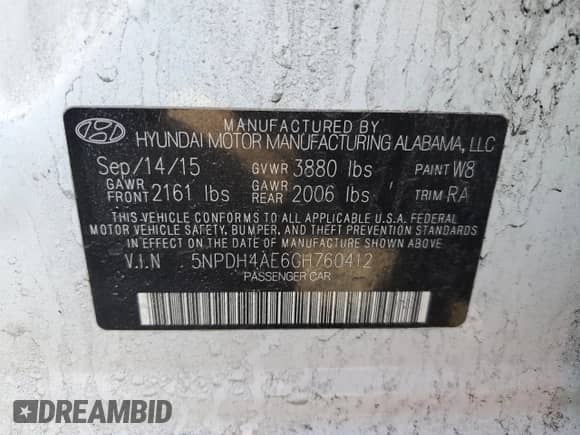 2016 Hyundai Elantra SE with VIN 5NPDH4AE6GH760412, listed as a Copart auction lot 48788975 with 120,733 mi miles and Clean title. Bid and sale history available at DreamBid. Image 12.