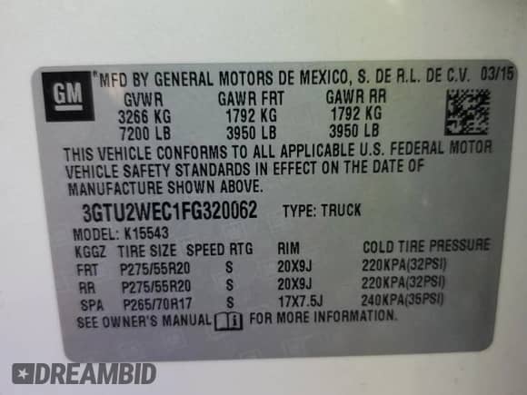 2015 GMC Sierra 1500 Denali z VIN 3GTU2WEC1FG320062, wystawiony jako Copart lot #81668345 z przebiegiem 132 850 mil mil oraz Szkoda całkowita • Salvage title. Historia ofert i sprzedaży dostępna na DreamBid. Obrazek 12.
