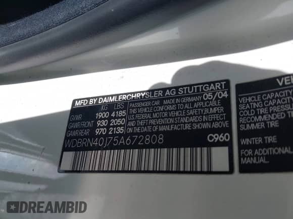 2005 Mercedes-Benz C 230 Kompressor z VIN WDBRN40J75A672808, wystawiony jako IAAI lot #41325952 z przebiegiem 160 471 mil mil oraz . Historia ofert i sprzedaży dostępna na DreamBid. Obrazek 9.