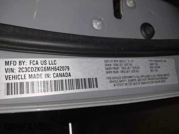 2021 Dodge Challenger GT z VIN 2C3CDZKG6MH642079, wystawiony jako IAAI lot #41612713 z przebiegiem 76 863 mil mil oraz . Historia ofert i sprzedaży dostępna na DreamBid. Obrazek 9.