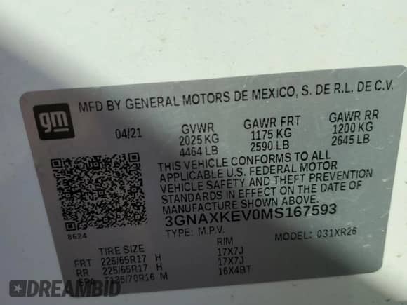 2021 Chevrolet Equinox LT z VIN 3GNAXKEV0MS167593, wystawiony jako Copart lot #80076325 z przebiegiem 54 430 mil mil oraz Szkoda całkowita • Salvage title. Historia ofert i sprzedaży dostępna na DreamBid. Obrazek 13.