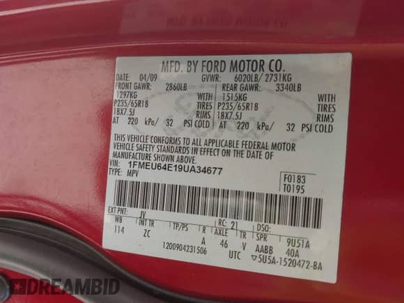 2009 Ford Explorer Eddie Bauer с VIN 1FMEU64E19UA34677, выставлен на аукционе IAAI как лот 43352775 с пробегом 163 790 миль миль и . История ставок и продаж доступна на DreamBid. Изображение 9.