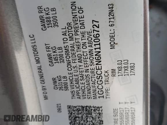 2022 Chevrolet Colorado 2WD LT with VIN 1GCGSCEN6N1106727, listed as a Copart auction lot 74110574 with Not provided miles and Salvage title. Bid and sale history available at DreamBid. Image 14.