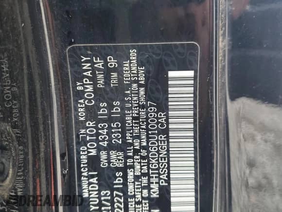 2013 Hyundai Genesis Coupe 2.0T with VIN KMHHT6KD6DU100997, listed as a Copart auction lot 70918025 with 193,308 mi miles and Clean title. Bid and sale history available at DreamBid. Image 12.