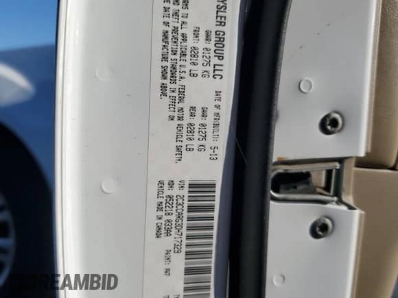 2013 Chrysler 300 с VIN 2C3CCARG3DH717329, выставлен на аукционе Copart как лот 82630065 с пробегом 166 445 миль миль и Чистый • Clean title. История ставок и продаж доступна на DreamBid. Изображение 12.