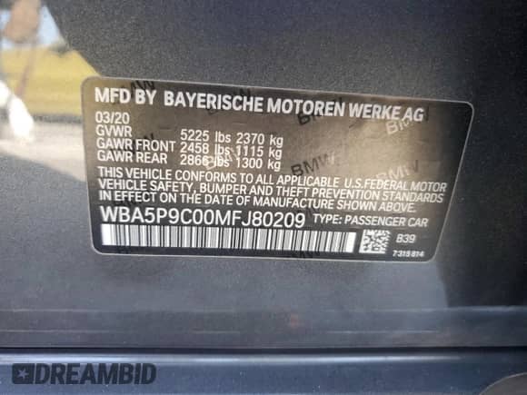 2021 BMW 3 Series 330e xDrive z VIN WBA5P9C00MFJ80209, wystawiony jako Copart lot #66223955 z przebiegiem 131 238 mil mil oraz Szkoda całkowita • Salvage title. Historia ofert i sprzedaży dostępna na DreamBid. Obrazek 12.