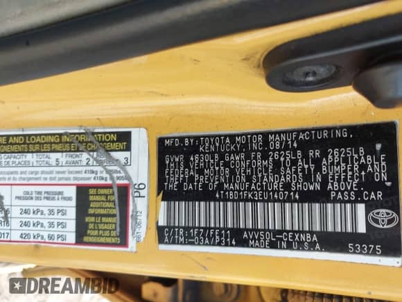 2014 Toyota Camry LE с VIN 4T1BD1FK3EU140714, выставлен на аукционе IAAI как лот 43065775 с пробегом 426 646 миль миль и . История ставок и продаж доступна на DreamBid. Изображение 9.