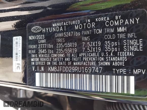 2024 Hyundai Tucson Limited with VIN KM8JFDD29RU169747, listed as a IAAI auction lot 41933699 with 4,899 mi miles and . Bid and sale history available at DreamBid. Image 9.