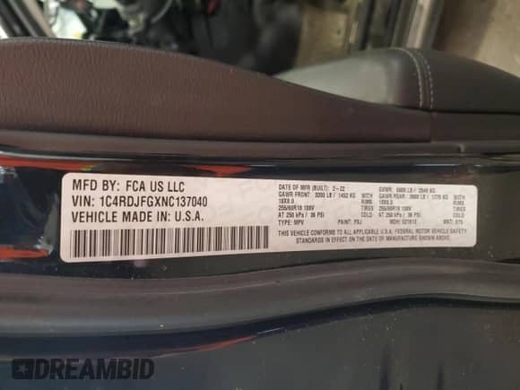 2022 Dodge Durango Pursuit z VIN 1C4RDJFGXNC137040, wystawiony jako Copart lot #82177315 z przebiegiem 14 928 mil mil oraz Czysty tytuł • Clean title. Historia ofert i sprzedaży dostępna na DreamBid. Obrazek 14.