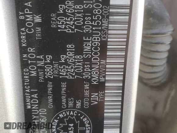 2011 Hyundai Veracruz GLS с VIN KM8NUDCC9BU155807, выставлен на аукционе Copart как лот 78713594 с пробегом 160 954 миль миль и Чистый • Clean title. История ставок и продаж доступна на DreamBid. Изображение 13.