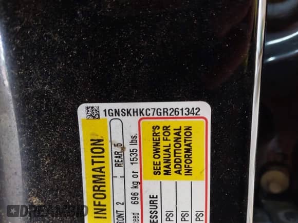2016 Chevrolet Suburban LT с VIN 1GNSKHKC7GR261342, выставлен на аукционе IAAI как лот 42948600 с пробегом Не указан миль и . История ставок и продаж доступна на DreamBid. Изображение 9.